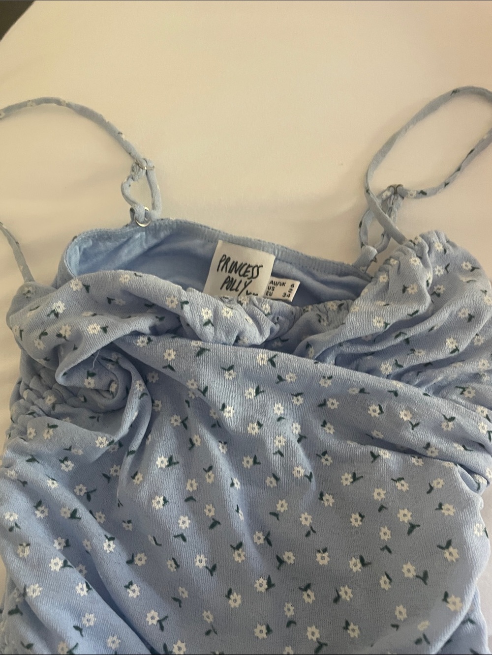 Princess Polly Sky Blue Floral Tie-Detail dress